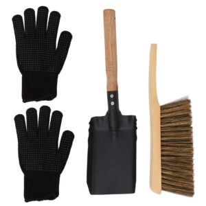 Kit de nettoyage pour cheminée : pelle à cendres + brosse + gants de protection contre la chaleur