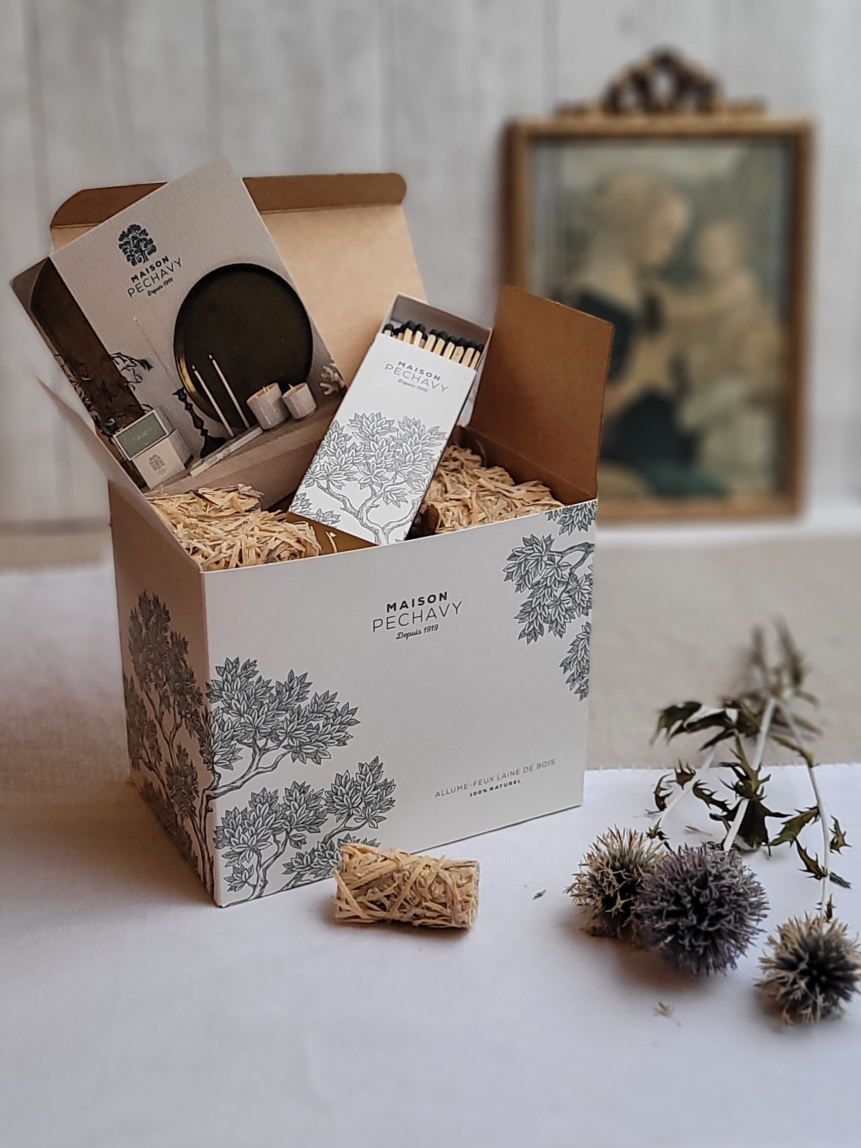 Coffret cadeau de laine d'allumage - Lichen (laine de bois, 60 pcs.)