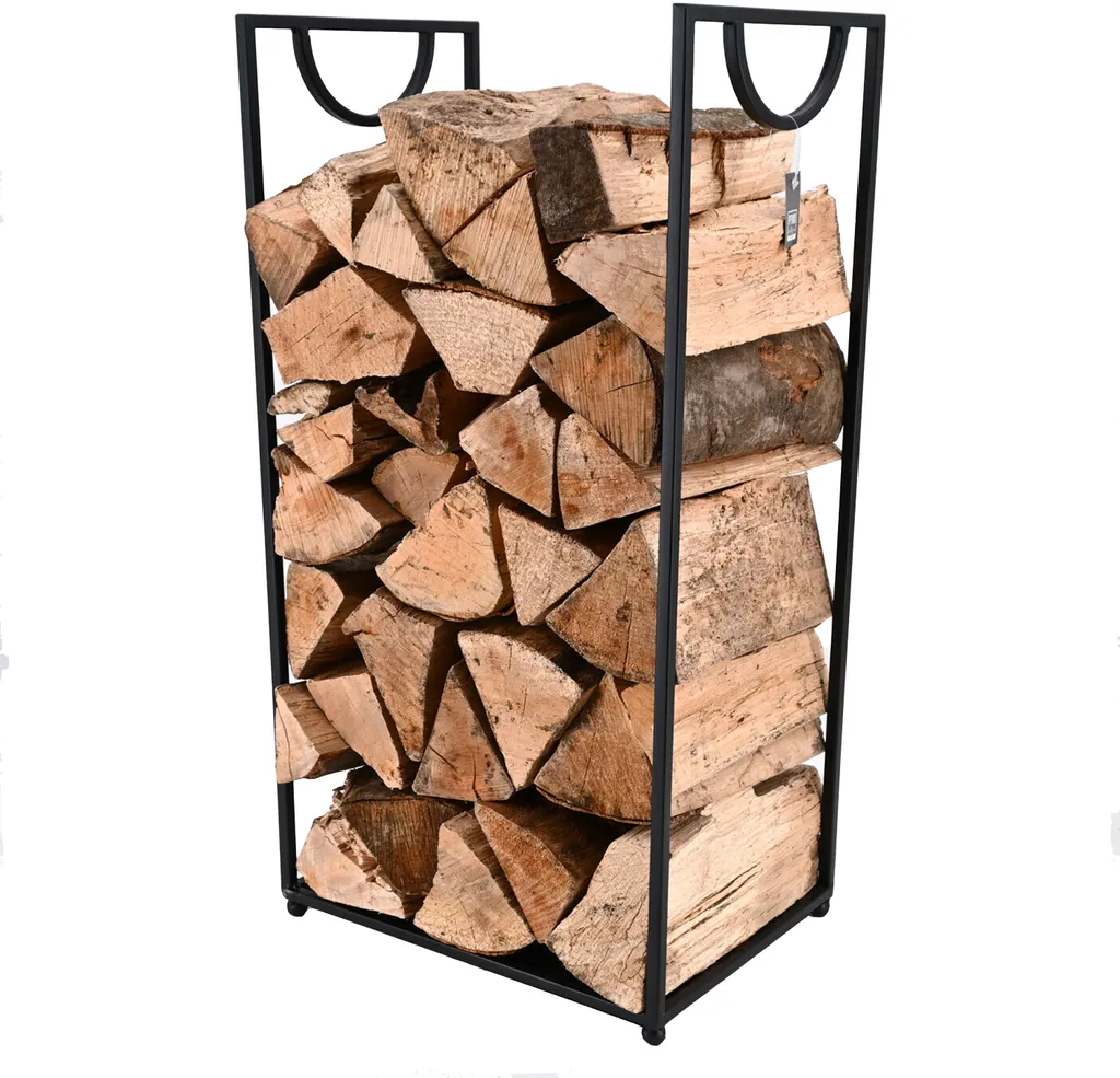 Support de bois de cheminée en métal - noir, 35×25×72 cm (PTMD)