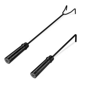 Relaxdays Set de tisonniers - 2 crochets de feu en acier, noir