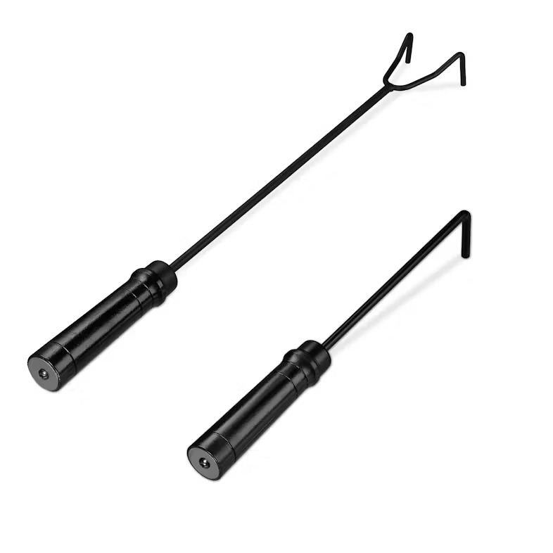 Relaxdays Set de tisonniers - 2 crochets de feu en acier, noir