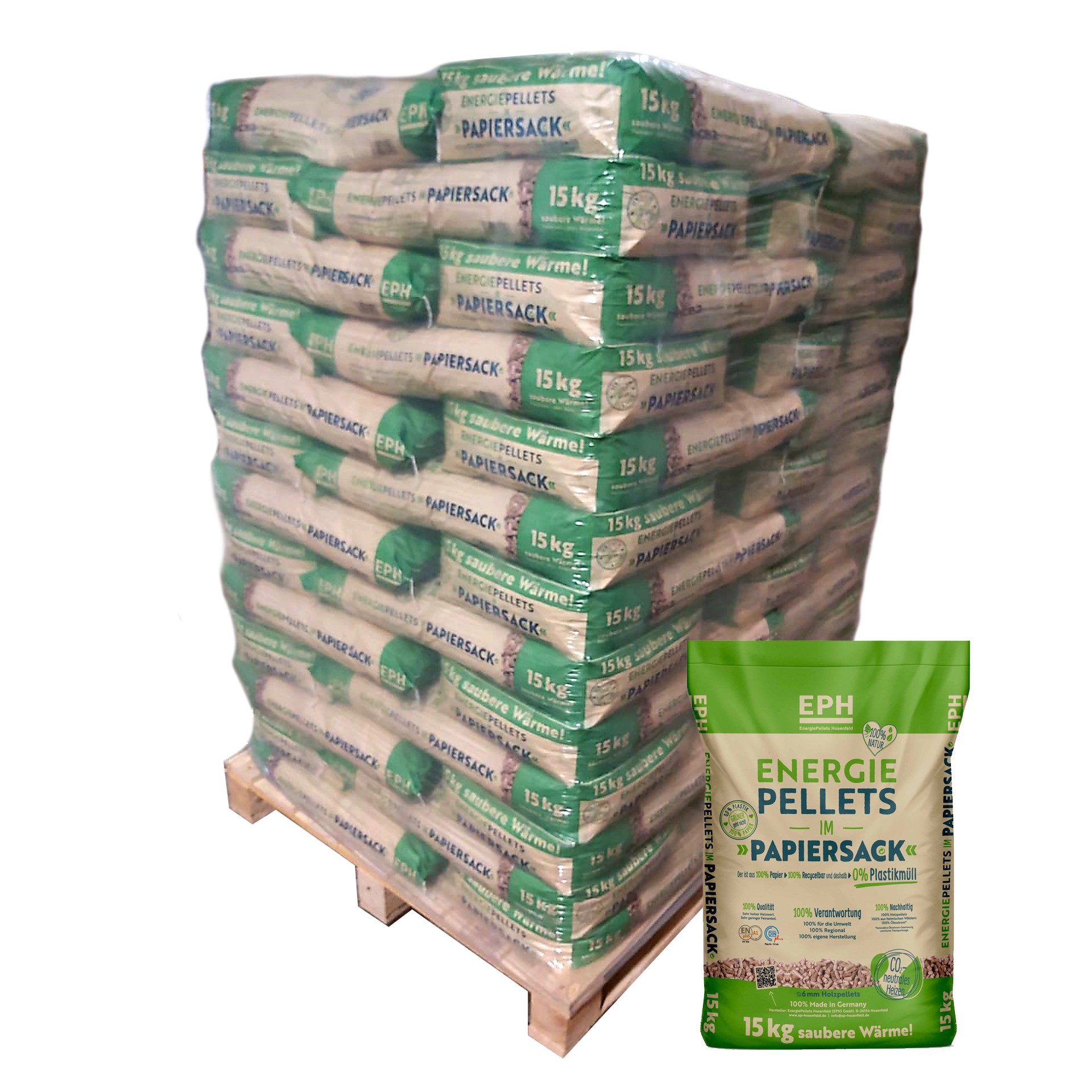 EPH granulés de bois 6 mm DINplus A1 - 975 kg (65×15 kg)