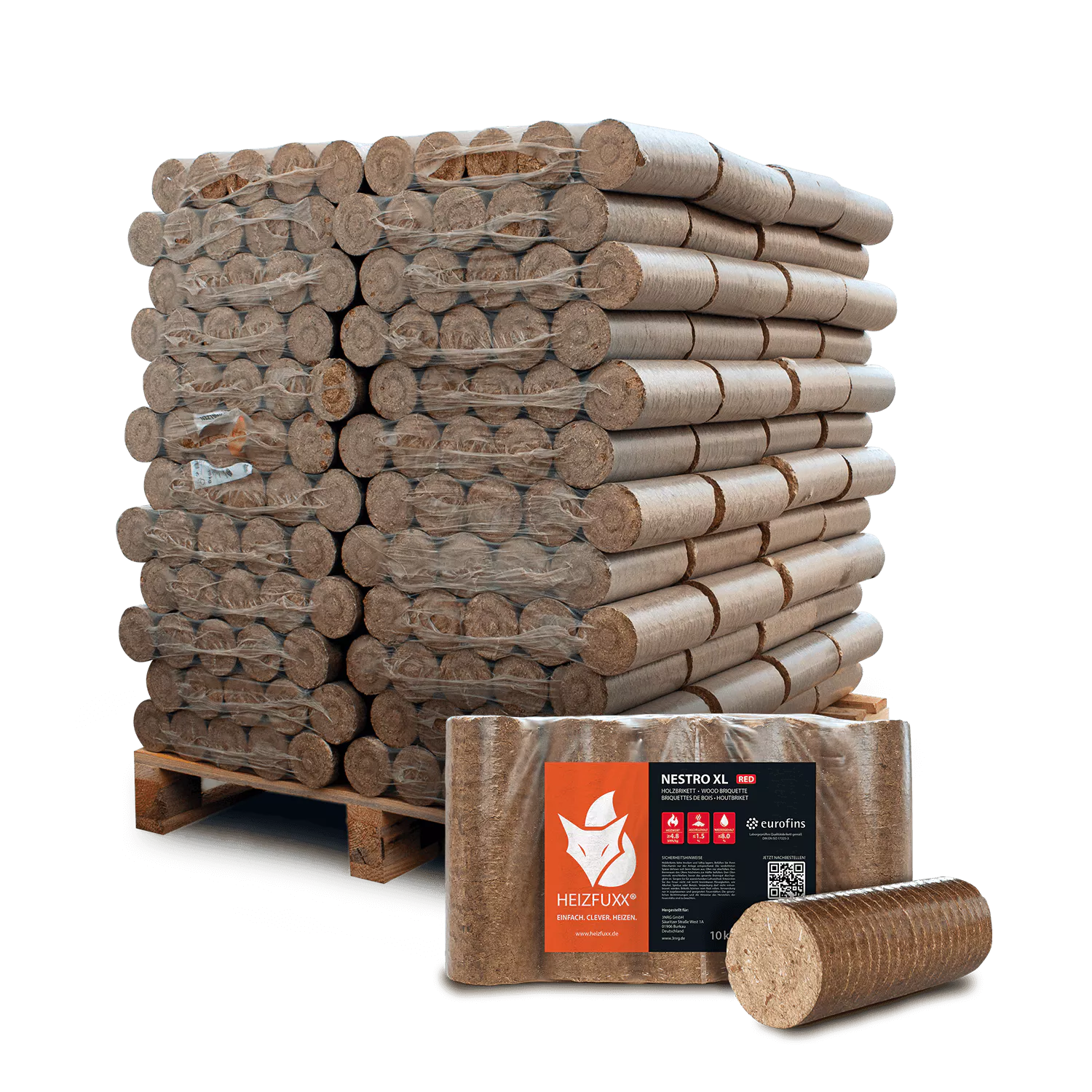 Briquettes de bois Nestro XL Red - rondes sans trou (palette 960 kg)