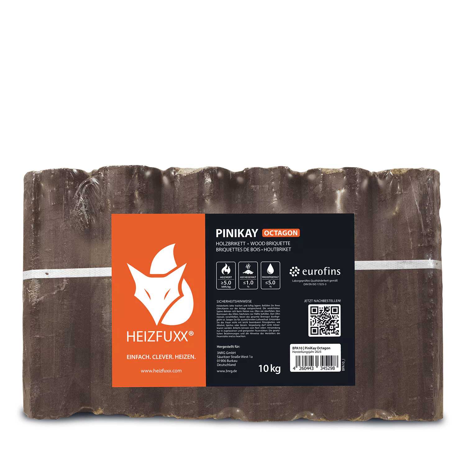 Briquettes de bois dur PiniKay Octogone - avec trou de tirage (palette 960 kg) – Image 3