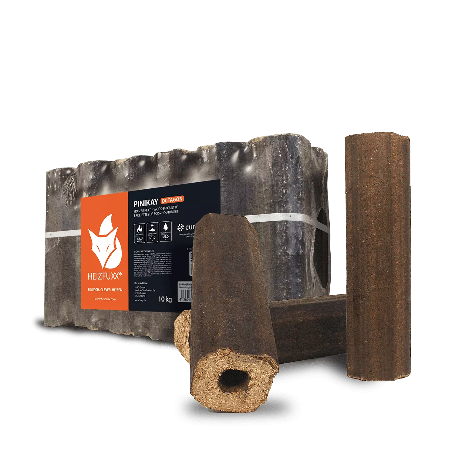 Briquettes de bois dur PiniKay Octogone - avec trou de tirage (palette 960 kg) – Image 4