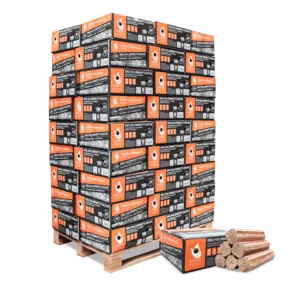 Briquettes BBQ en hêtre pur - carton de 18 kg, palette de 54 (972 kg)