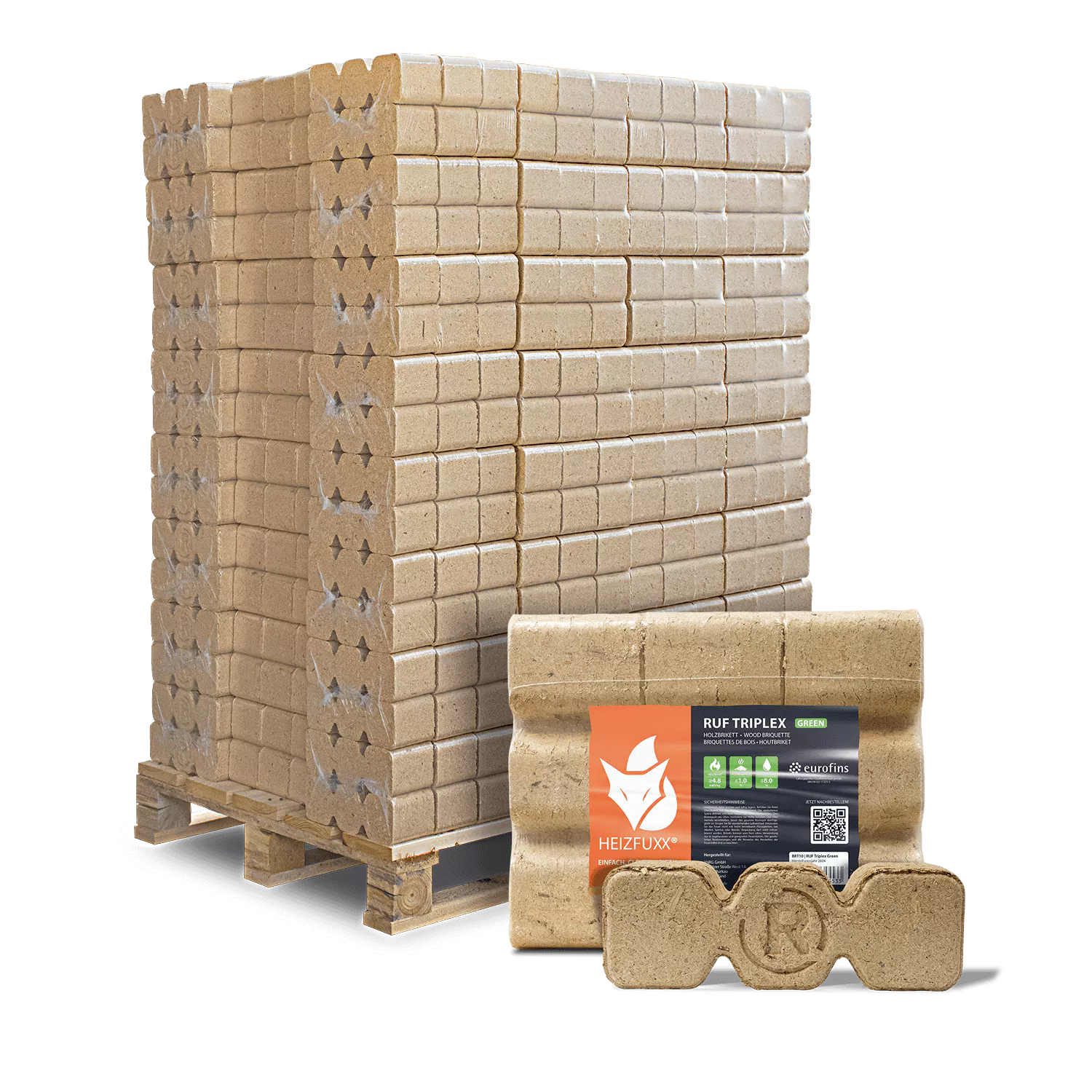 Briquettes de bois tendre RUF Triplex Green - palette de 960 kg