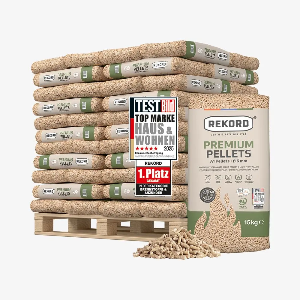 REKORD Premium pellets de bois 6mm ENplusA1, 66 x 15kg palette