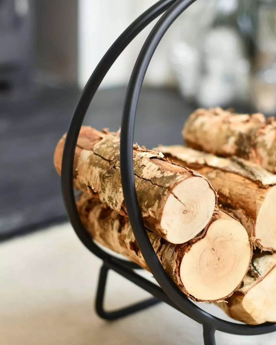 Étagère ronde pour bois de cheminée avec poignée - acier, noir, Ø 40 cm (H 45 cm) – Image 5