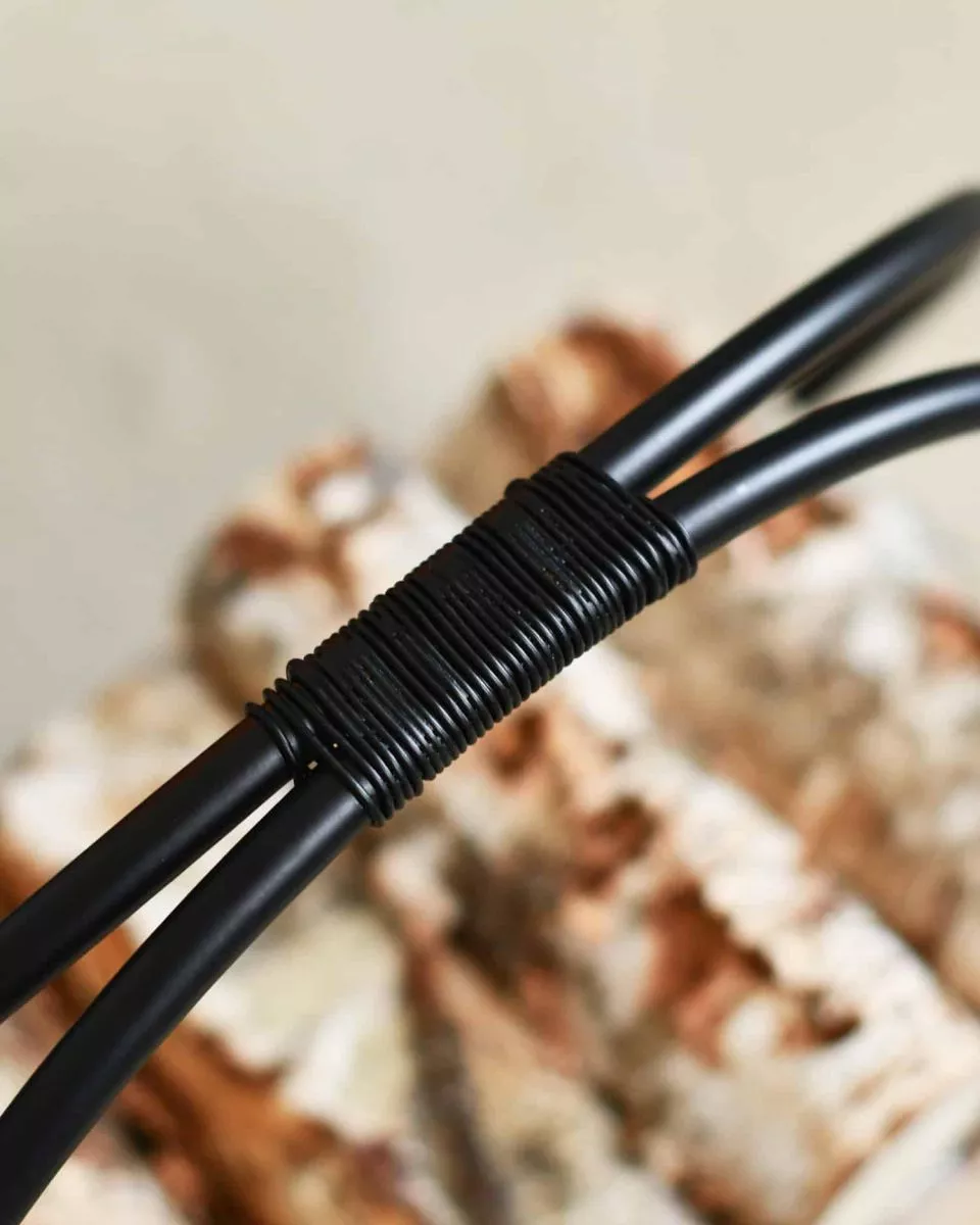 Étagère ronde pour bois de cheminée avec poignée - acier, noir, Ø 40 cm (H 45 cm) – Image 2