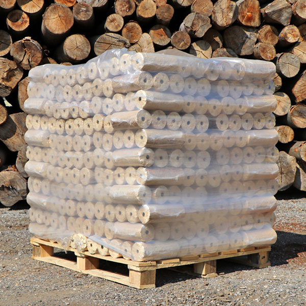 Briquettes de bois rondes avec trou Palette