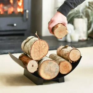 Support de bois de cheminée „Media Luna“ - en forme de demi-lune, noir