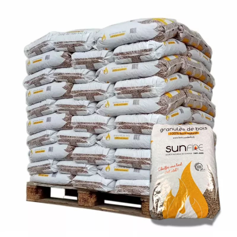 Granulés de bois SunFire NF Haute Qualité - 70×15 kg (1.050 kg)